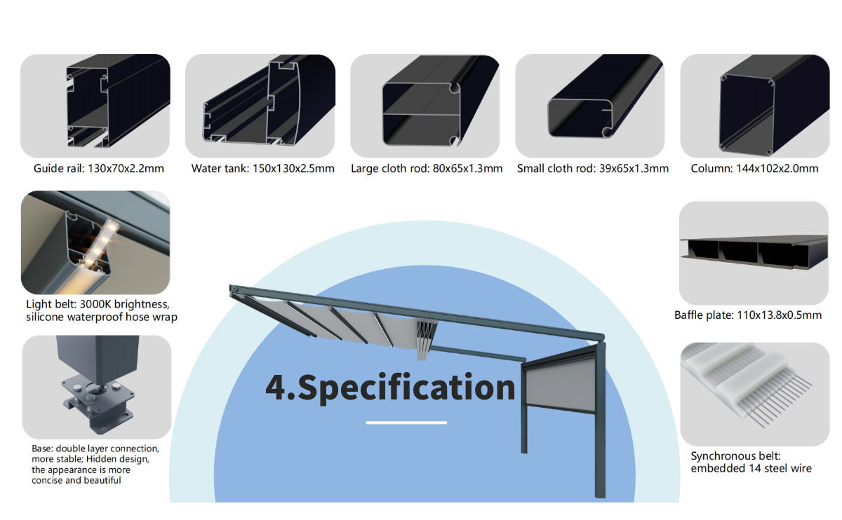 Retractable PVC Pergola